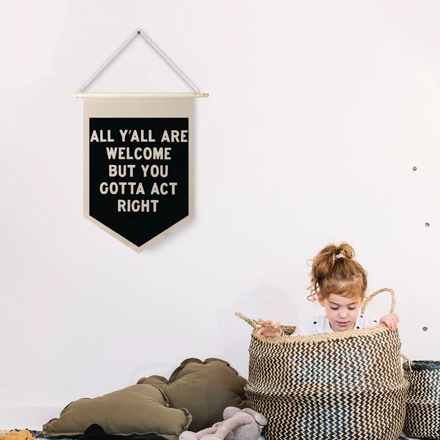 Alt view image 3 of 7 - Qpenm All Are Welcome Hanging Wall Canvas Banner,Welcome Hanging Pennant Flag Prints,Funny Posters & Prints Canvas Banner,Funny Classroom Home Living Room Office Wall Art Decor
