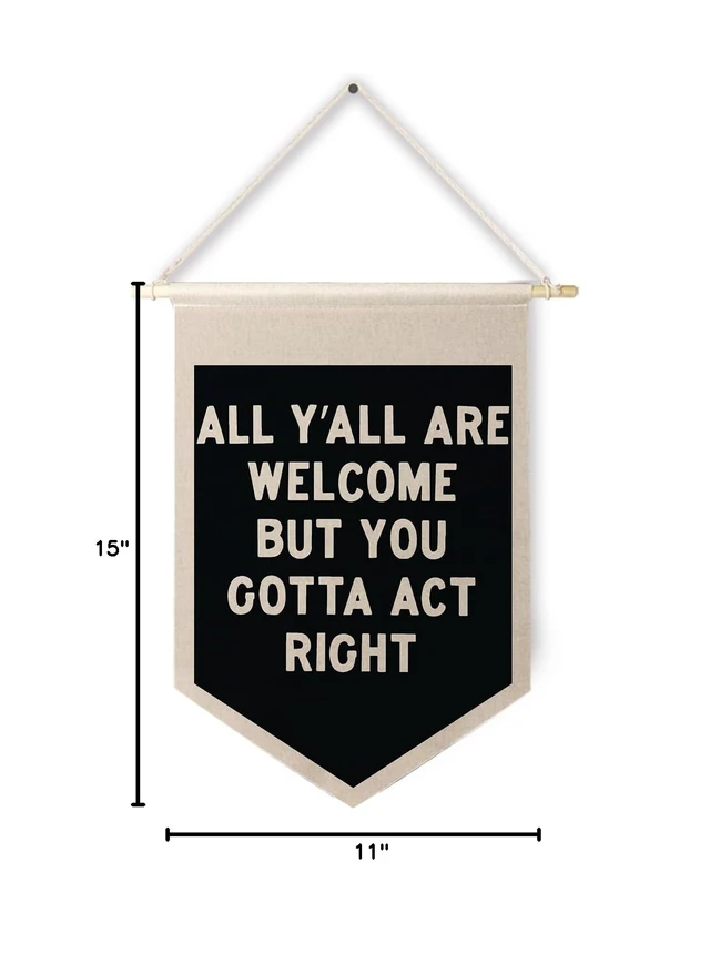 Alt view image 5 of 7 - Qpenm All Are Welcome Hanging Wall Canvas Banner,Welcome Hanging Pennant Flag Prints,Funny Posters & Prints Canvas Banner,Funny Classroom Home Living Room Office Wall Art Decor