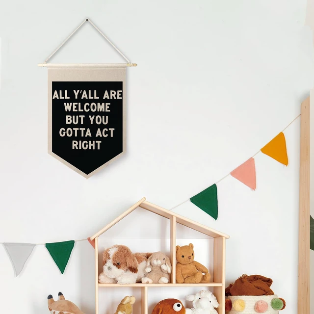 Alt view image 4 of 7 - Qpenm All Are Welcome Hanging Wall Canvas Banner,Welcome Hanging Pennant Flag Prints,Funny Posters & Prints Canvas Banner,Funny Classroom Home Living Room Office Wall Art Decor