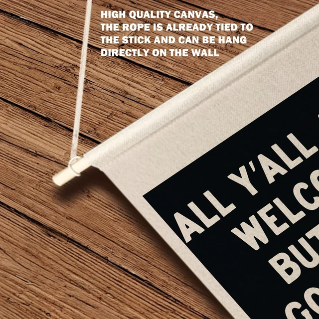 Alt view image 2 of 7 - Qpenm All Are Welcome Hanging Wall Canvas Banner,Welcome Hanging Pennant Flag Prints,Funny Posters & Prints Canvas Banner,Funny Classroom Home Living Room Office Wall Art Decor