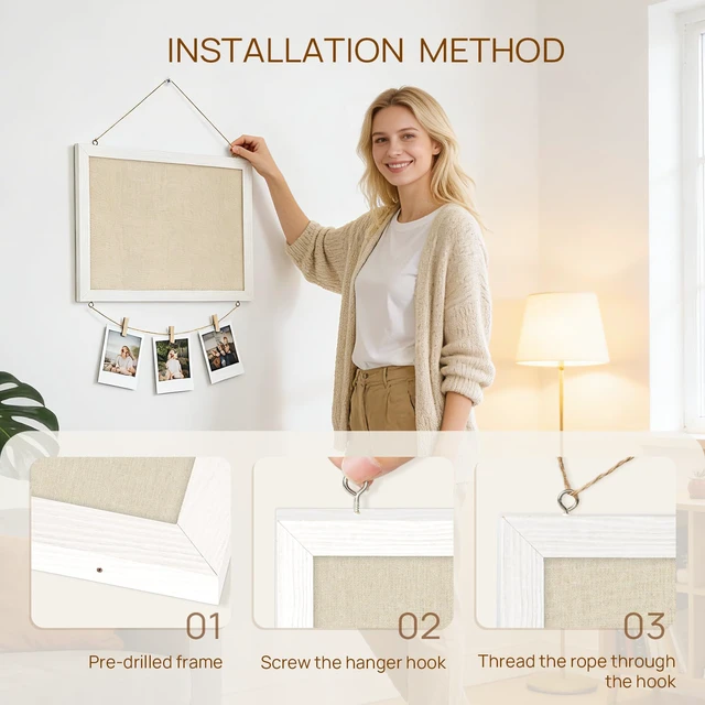Alt view image 6 of 6 - DOLLAR BOSS Double-Sided Bulletin Boards with Linen, 16"x12" 1PC Cork Board