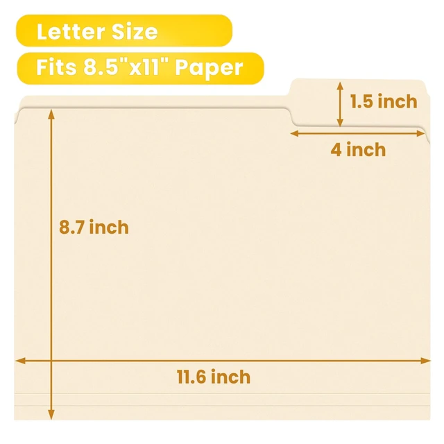 Alt view image 2 of 6 - SUNEE File Folders, 30 Pack Manilla Folders 8.5 x 11, 1/3 Cut Tab for Easy Labeling and Organization, Durable Standard Paper for Home, Office, School Filing