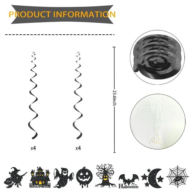Alt view image 5 of 7 - Halloween Office Decor, with 1pc No Diy Happy Halloween Banner and 8pcs Hallowee n Hanging Decorations Swirl, Hallowee n Decorations for Office, Happy Halloweenn Decoration