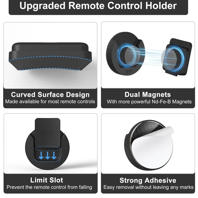Alt view image 2 of 6 - Magnetic Remote Control Holder Wall Mount 4 Pack