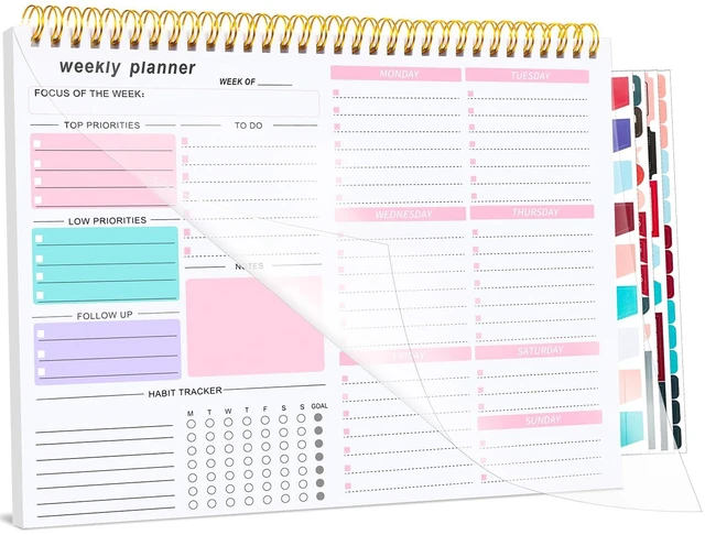 Main image of Weekly Desk Planner, 8.5x11 In To Do List Notepad, 52 Sheets, Pink