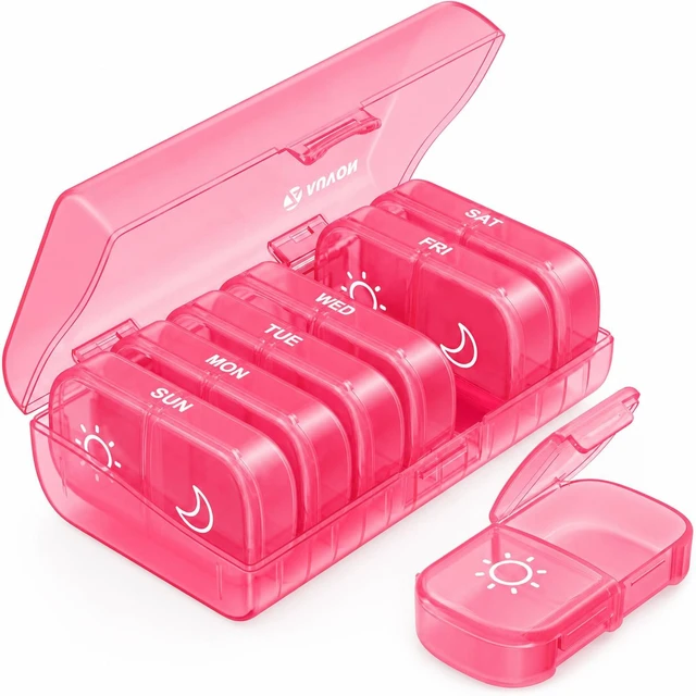 Main image of AUVON Weekly Pill Organizer 2 Times a Day, One-Side Large Opening, EasyUse