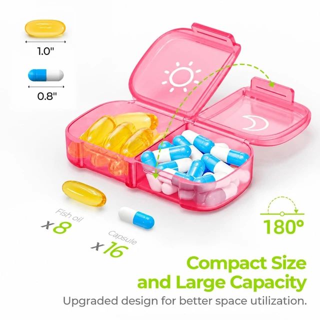 Alt view image 2 of 6 - AUVON Weekly Pill Organizer 2 Times a Day, One-Side Large Opening, EasyUse