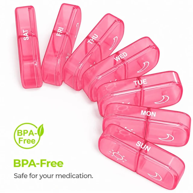 Alt view image 6 of 6 - AUVON Weekly Pill Organizer 2 Times a Day, One-Side Large Opening, EasyUse