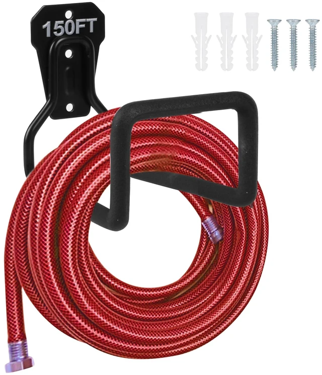Main image of Metal Garden Hose Holder Wall Mounted Water Hose Holder for Outside Yard
