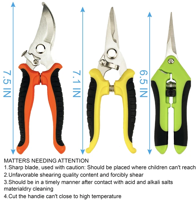 Alt view image 5 of 6 - Pruning Shears, 4 Pack Garden Shears with Gardening gloves, Clippers Handheld, Stainless Steel Garden Snips, Lengnoyp Pruners for Gardening