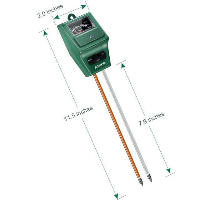 Alt view image 5 of 6 - SONKIR Soil pH Meter, MS02 3-in-1 Soil Moisture/Light/pH Tester Gardening Tool Kits for Plant Care, Great for Garden, Lawn, Farm, Indoor & Outdoor Use (Green)