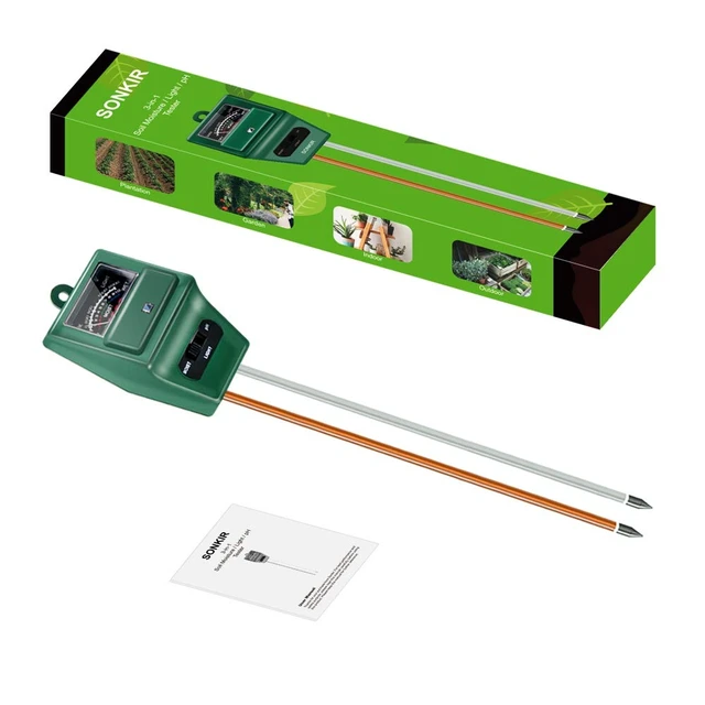 Alt view image 3 of 6 - SONKIR Soil pH Meter, MS02 3-in-1 Soil Moisture/Light/pH Tester Gardening Tool Kits for Plant Care, Great for Garden, Lawn, Farm, Indoor & Outdoor Use (Green)