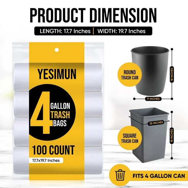 Alt view image 5 of 6 - Small Trash Bags 4 Gallon - 100 Count 4 Gallon Trash Bag