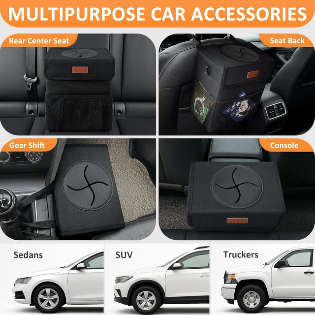 Alt view image 5 of 6 - Car Trash Can with Lid Leak Proof Car Accessories for Women