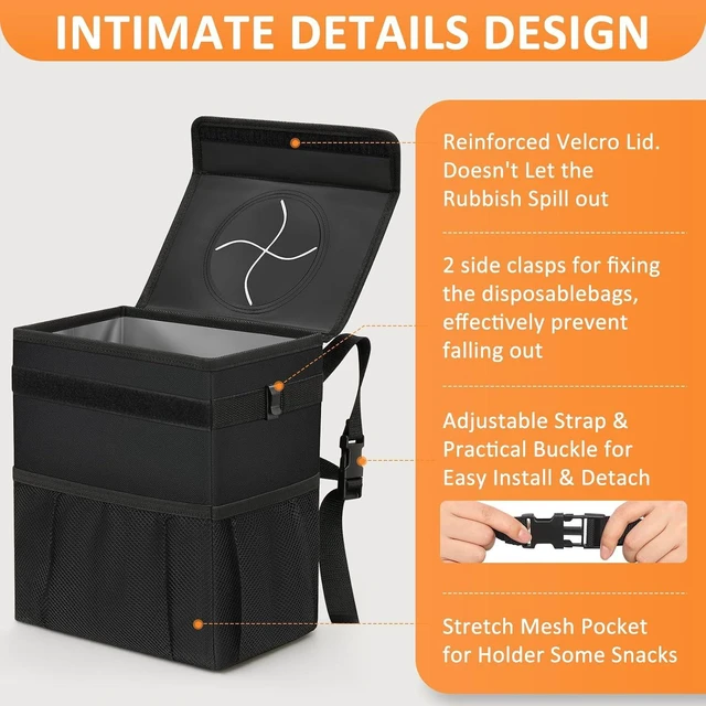 Alt view image 2 of 6 - Car Trash Can with Lid Leak Proof Car Accessories for Women