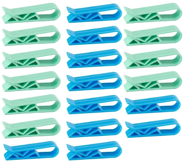 Main image of 20Pcs Plastic Kitchen Garbage Bin Clip Set, Anti-Slip Fixation Clamp for Trash Cans and Garbage Bags (Blue and Green)