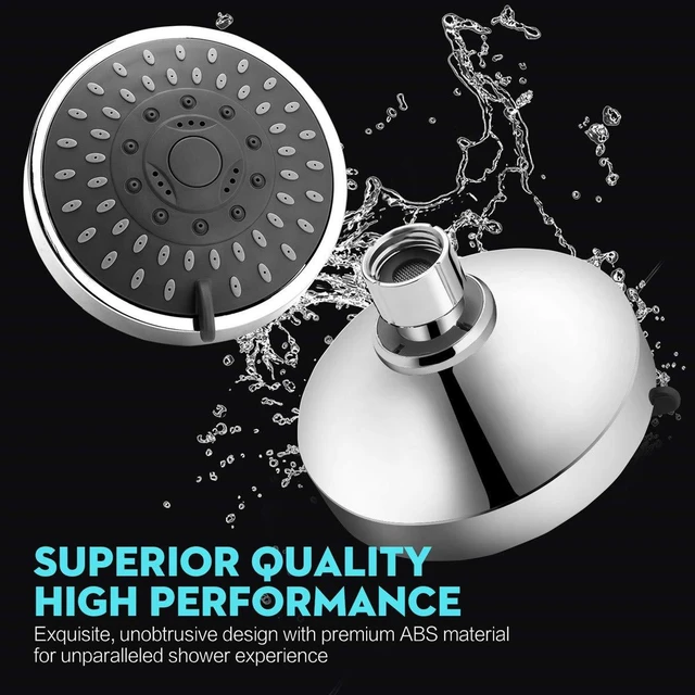 Alt view image 5 of 6 - WarmSpray High Pressure Shower Head 5 Settings Fixed Showerhead 4 Inch High Flow Bathroom Showerhead with Adjustable Brass Ball Joint for Luxury Shower Experience Even at Low Water Pressure