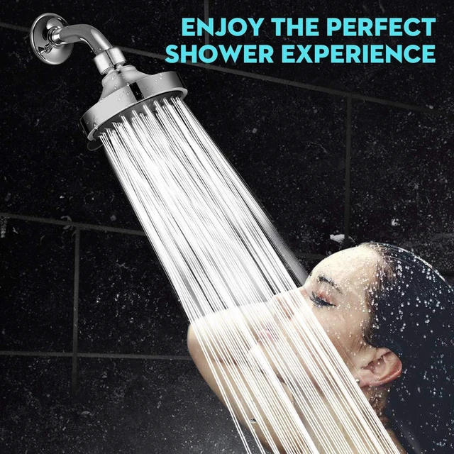 Alt view image 6 of 6 - WarmSpray High Pressure Shower Head 5 Settings Fixed Showerhead 4 Inch High Flow Bathroom Showerhead with Adjustable Brass Ball Joint for Luxury Shower Experience Even at Low Water Pressure