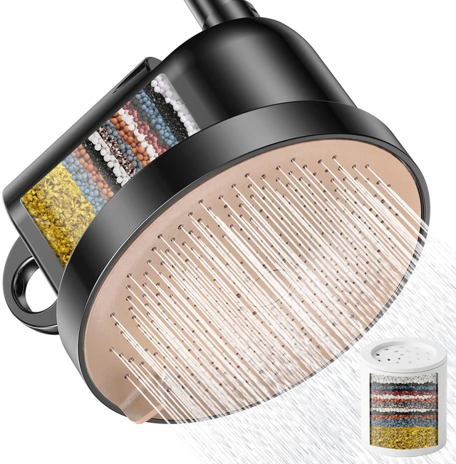 Main image of NSF Certified Filtered Shower Head - 5 Settings High Pressure Rain Shower Head with Filter for Hard Water Softener - Easy Install & Replace - Bathroom Showerhead to Remove Chlorine & Heavy Metals