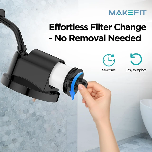 Alt view image 2 of 6 - NSF Certified Filtered Shower Head - 5 Settings High Pressure Rain Shower Head with Filter for Hard Water Softener - Easy Install & Replace - Bathroom Showerhead to Remove Chlorine & Heavy Metals