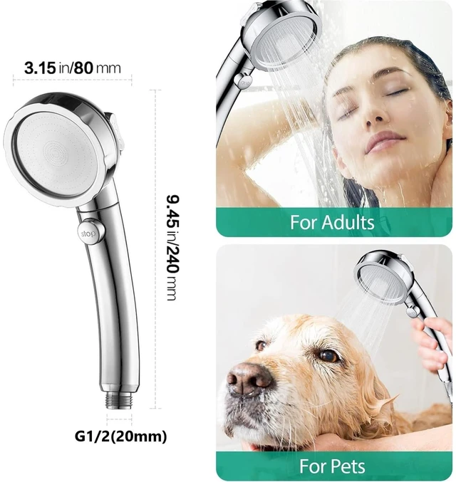 Alt view image 2 of 6 - 3-Setting Detachable Shower Head, Chrome Finish
