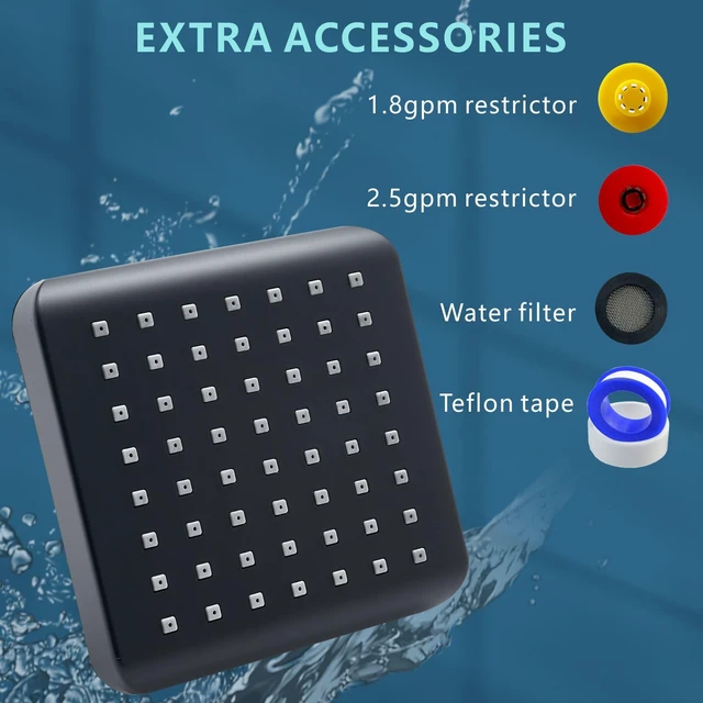 Alt view image 5 of 6 - Voolan High Pressure Rain Shower Head - Luxury Modern Look - The Adjustable Replacement For Your Bathroom Showerhead - 4" Square High Flow Pressure Boosting Showers (Matte Black)