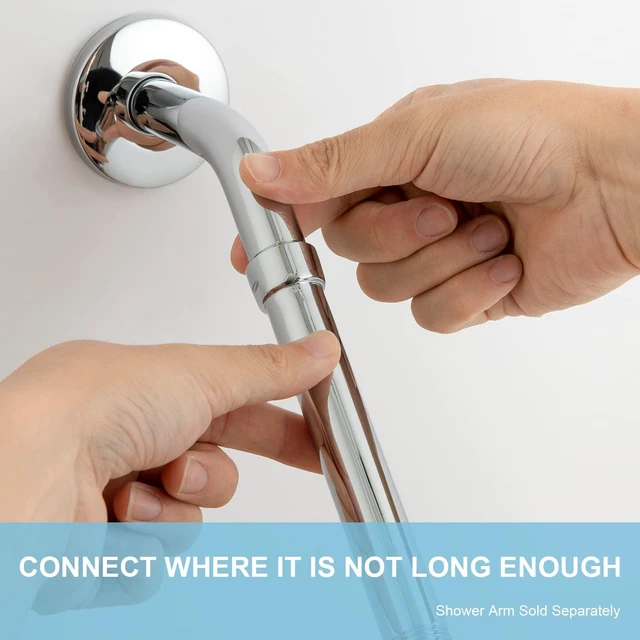 Alt view image 4 of 7 - OFFO Shower Head Extension Arm, Shower Arm Extension Shower Head Extender Made of 304 Stainless Steel Shower Pipe Extension, Chrome 6 in