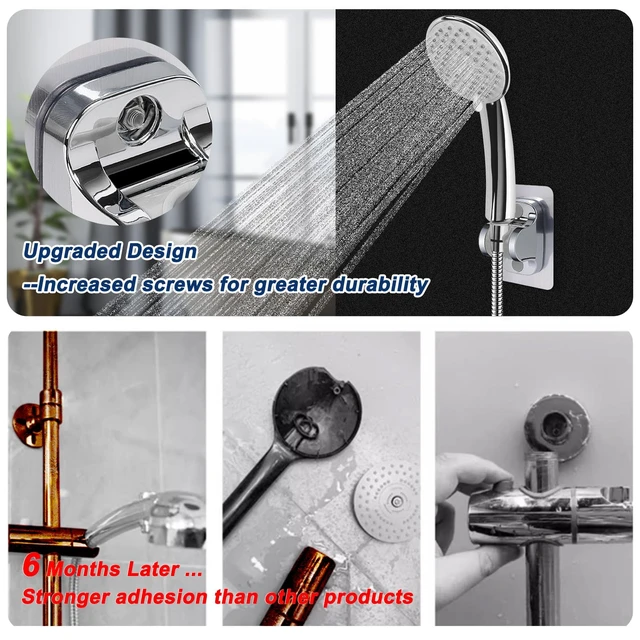 Alt view image 3 of 6 - NearMoon Self Adhesive Shower Head Holder-Adjustable Handheld Shower Holder NO Drilling Wall Mount Waterproof (1 Pack, Chrome Finish)
