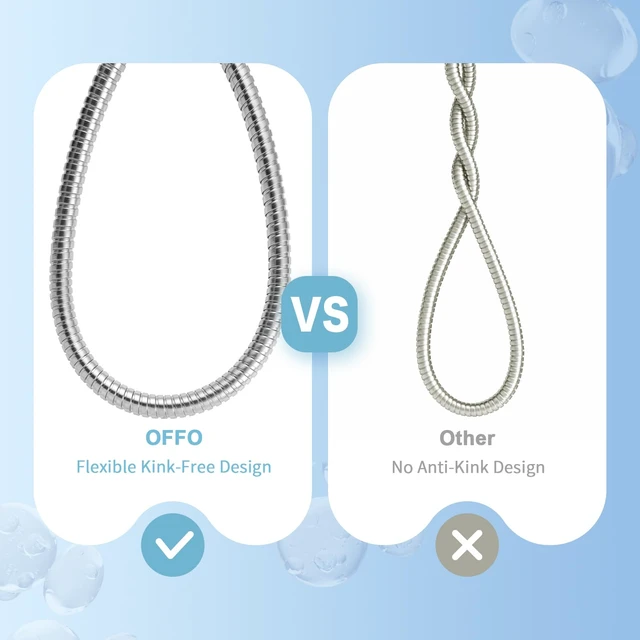 Alt view image 6 of 7 - OFFO Shower Hose, 120 in Kink Free Stainless Steel Extra Long Shower Hose Replacement, Flexible Handheld Shower Head Hose Extension for Pet Bathing Cleaning, Nickel Gray