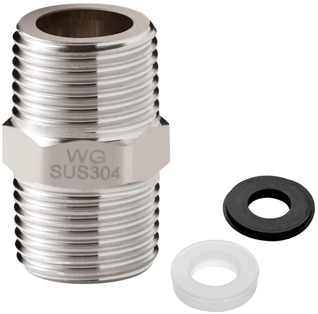Main image of OFFO Shower Hose Extension Connector, 1/2 to 1/2 Shower Hose Extender Fitting Extra Long Joint, to Connect Two Hoses, Solid Stainless Steel, 1 PCS