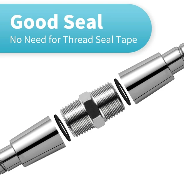 Alt view image 5 of 7 - OFFO Shower Hose Extension Connector, 1/2 to 1/2 Shower Hose Extender Fitting Extra Long Joint, to Connect Two Hoses, Solid Stainless Steel, 1 PCS