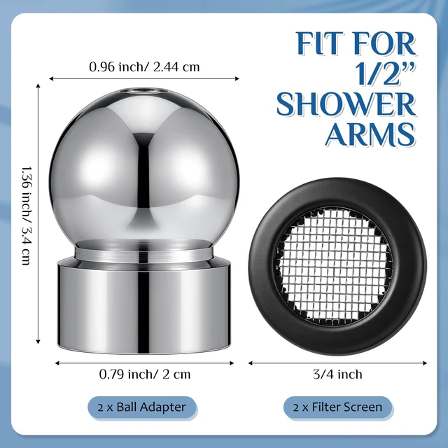Alt view image 5 of 6 - 1 Pack 1/2-Inch Shower Arm Ball Adapter, Gasket, Chrome Finish