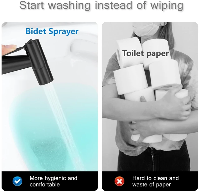 Alt view image 5 of 6 - Matte Black Bidet Sprayer Head Only, Stainless Steel Handheld Toilet Sprayer Replacement with G1/2 Connector, Adjustable Pressure for Cloth Diaper, Pet Shower, Bathroom Cleaning