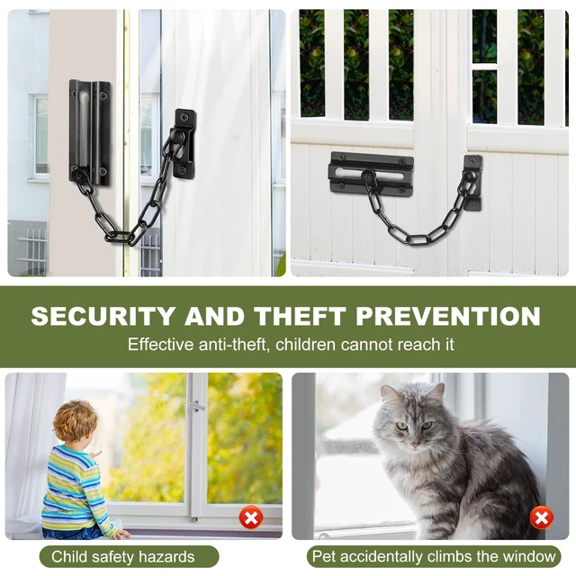Alt view image 5 of 5 - 2 Pack Door Chain Lock Black, Security Door Chain for Inside Door, Premium Thickened Chain Door Lock with 12 Screws