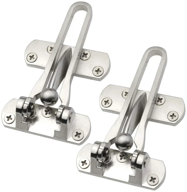 Main image of Topbuti Home Security Door Lock, 2 Pack Latch Guard Clasp Front Door Locks for Kids, Home Reinforcement Lock for Swing-in Doors, Hotel Door Latches, Thicken Solid Aluminium Alloy, Satin Nickel
