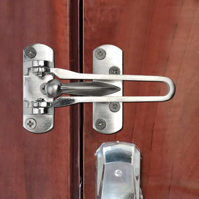Alt view image 5 of 6 - Topbuti Home Security Door Lock, 2 Pack Latch Guard Clasp Front Door Locks for Kids, Home Reinforcement Lock for Swing-in Doors, Hotel Door Latches, Thicken Solid Aluminium Alloy, Satin Nickel