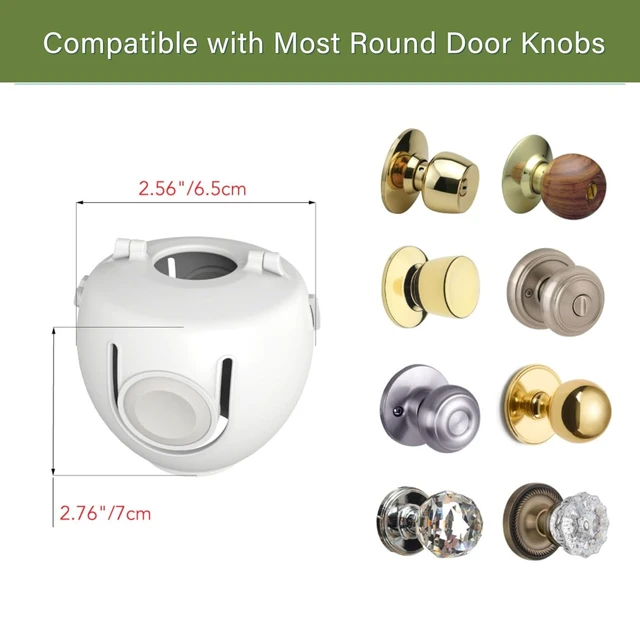 Alt view image 3 of 6 - Child Proof Door Knob Covers, 4-Pack, White - Baby Safety Door Knob Covers for Toddlers, Snap-in Design for Easy Install, Durable & Non Toxic, Fits Standard Round Knobs