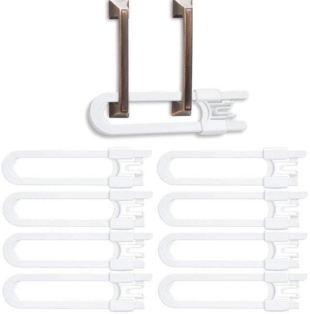Main image of Vmaisi 8 Pcs Baby Sliding Cabinet Locks Adjustable U Shaped Child Safety