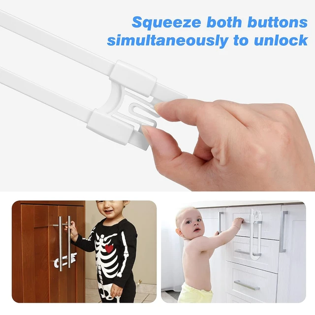 Alt view image 5 of 6 - Vmaisi 8 Pcs Baby Sliding Cabinet Locks Adjustable U Shaped Child Safety