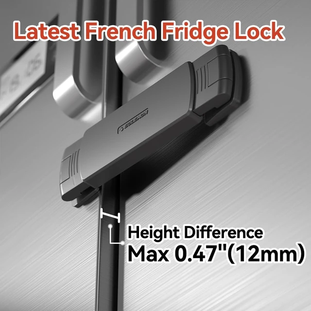 Alt view image 2 of 6 - Mom's Choice Gold Awards Winner - EUDEMON 1 Pack Latest French Fridge Lock French Door Refrigerator/Freezer Lock Apply to Max 3.54"(90mm) Two Door Gap Distance for Kids & Babies,Easy to Install(Black)