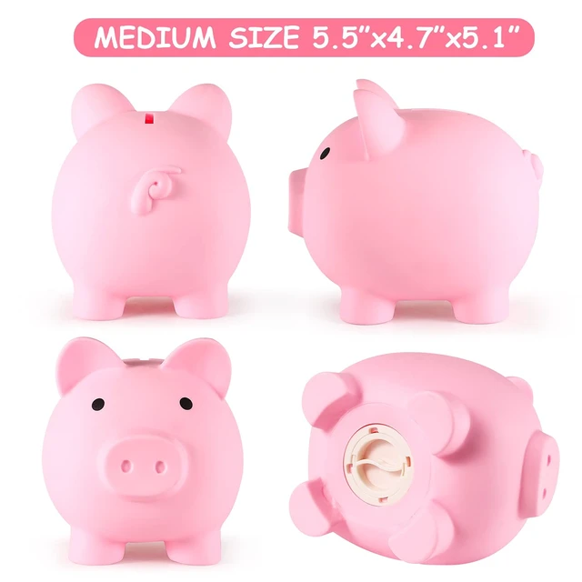 Alt view image 3 of 6 - PJDRLLC Piggy Bank, Unbreakable Plastic Money Bank, Coin Bank for Girls and Boys, Medium Size Piggy Banks, Practical Gifts for Birthday, Easter, Christmas (Pink)
