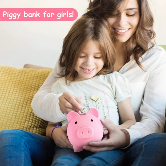 Alt view image 4 of 6 - PJDRLLC Piggy Bank, Unbreakable Plastic Money Bank, Coin Bank for Girls and Boys, Medium Size Piggy Banks, Practical Gifts for Birthday, Easter, Christmas (Pink)