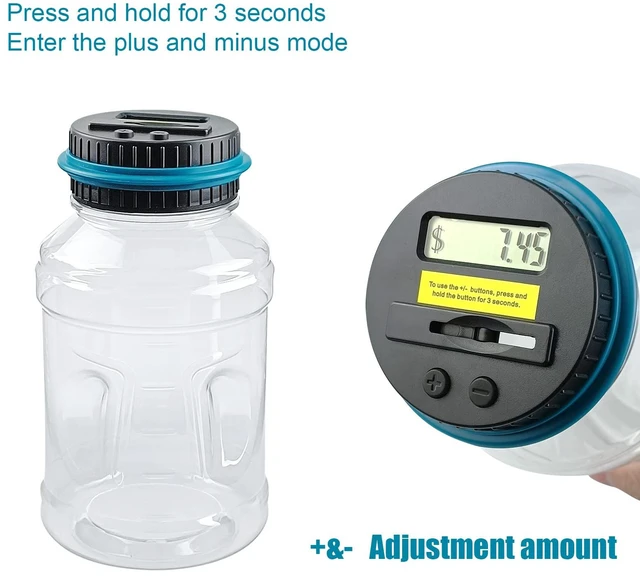 Alt view image 6 of 7 - Large Piggy Banks for Adults,Digital Counting Money Jar,Clear Coin Banks
