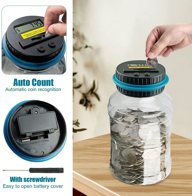 Alt view image 4 of 7 - Large Piggy Banks for Adults,Digital Counting Money Jar,Clear Coin Banks