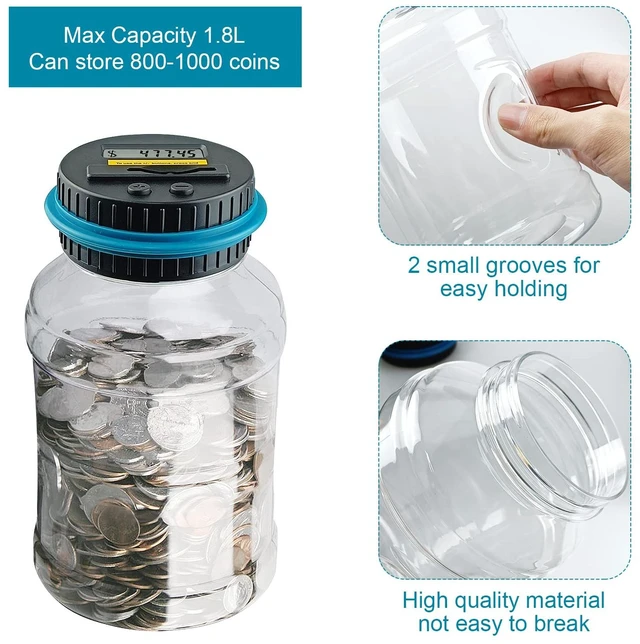 Alt view image 2 of 7 - Large Piggy Banks for Adults,Digital Counting Money Jar,Clear Coin Banks