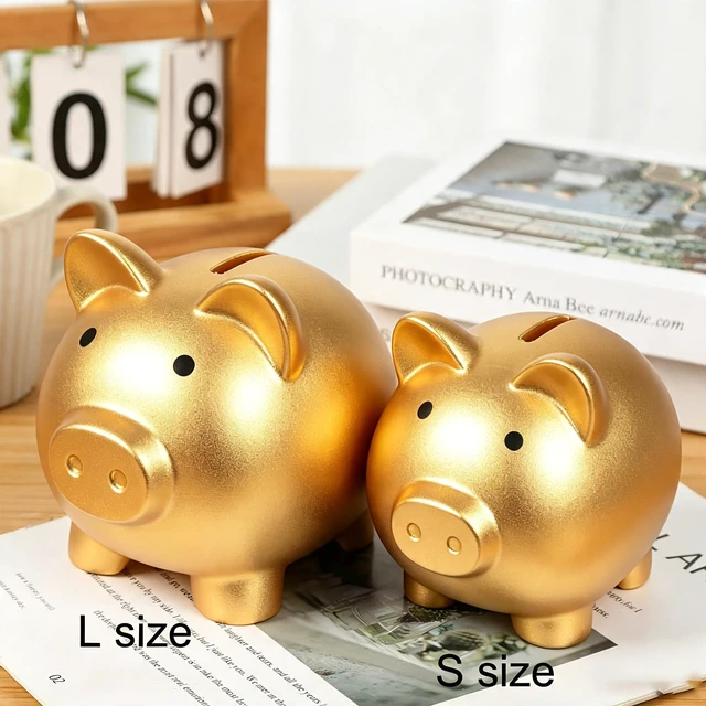 Alt view image 3 of 6 - H&W Mini Piggy Bank, Plastic Coin Bank, Unbreakable Money Banks, Cute Piggy Banks, Best Birthday Gifts Home Decoration(Golden)