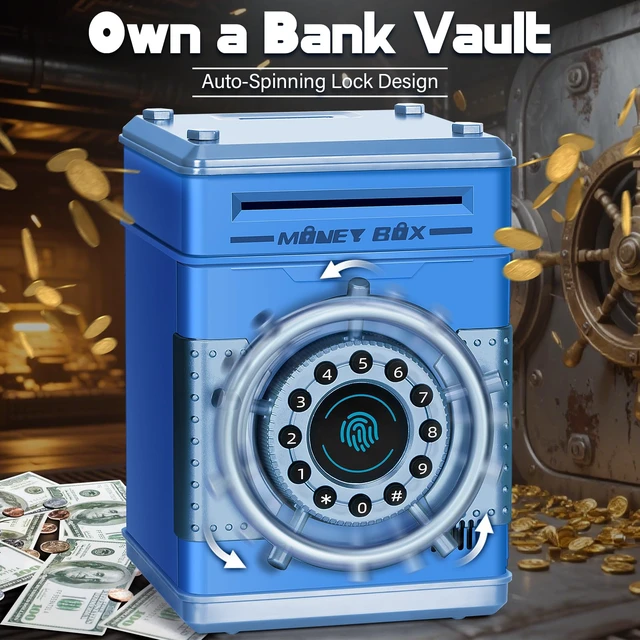 Alt view image 6 of 6 - Piggy Bank for Kids Boy Girl, ATM Electronic Money Saving Box, Blue