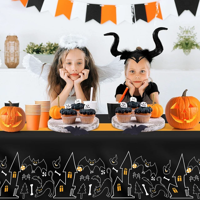 Alt view image 3 of 6 - 3 Pack Halloween Tablecloths,Disposable Plastic Tablecloths 54" x 108" Halloween Decorations,Plastic Table Cover for Birthday,Party Supplies,Holiday Table Cloth for Home,Dinner,Indoor,Outside