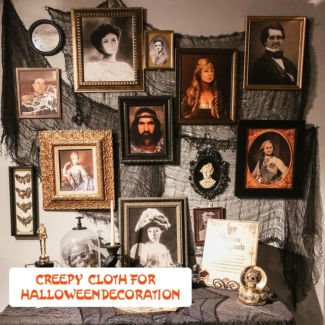 Alt view image 4 of 7 - 6-Pack 30 x 72 inches Halloween Creepy Cloth Decorations, Black