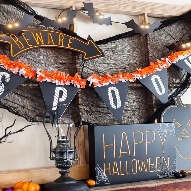 Alt view image 2 of 7 - 6-Pack 30 x 72 inches Halloween Creepy Cloth Decorations, Black